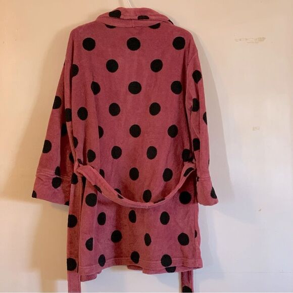 Victorias Secret Fluffy Robe w/ Belt Dark Pink & Black Sz M/L Gorgeous - Picture 5 of 5